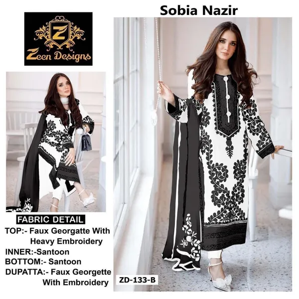 Black_And_White_Faux_Georgette_Embroidered_Suit_Set_For_Women