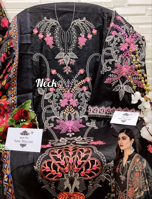 Black_Cotton_Embroidered_Suit_Set_For_Women