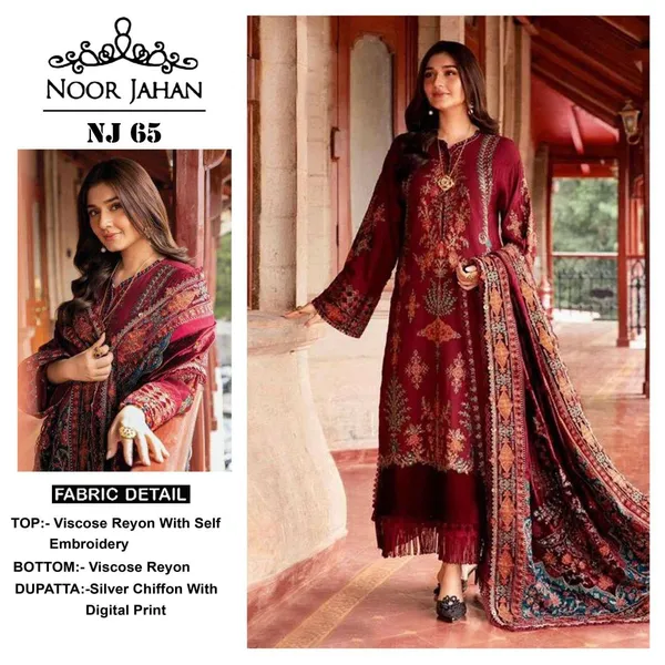 Maroon_Viscose_Rayon_Embroidered_Suit_Set_For_Women