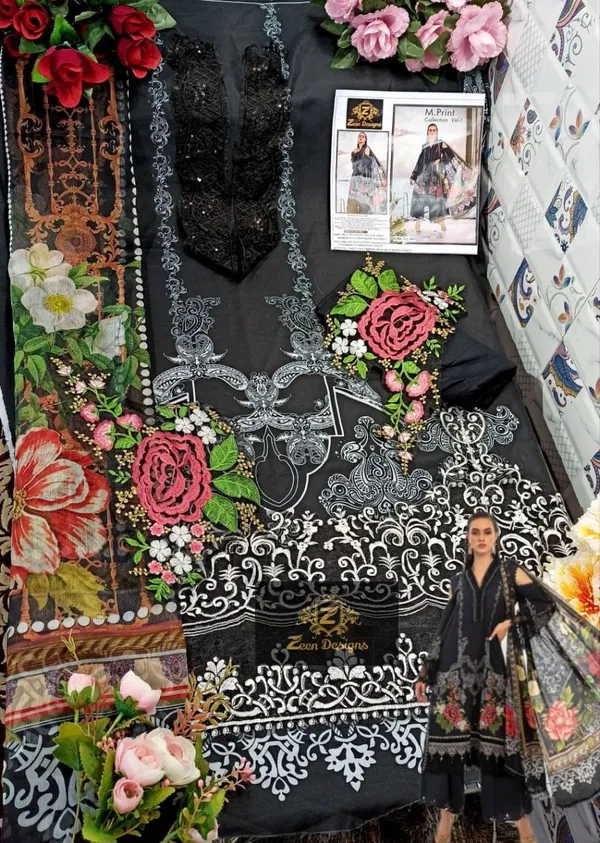 Black_Muslin_Cotton_Embroidered_Unstitched_Suit_Set_For_Women