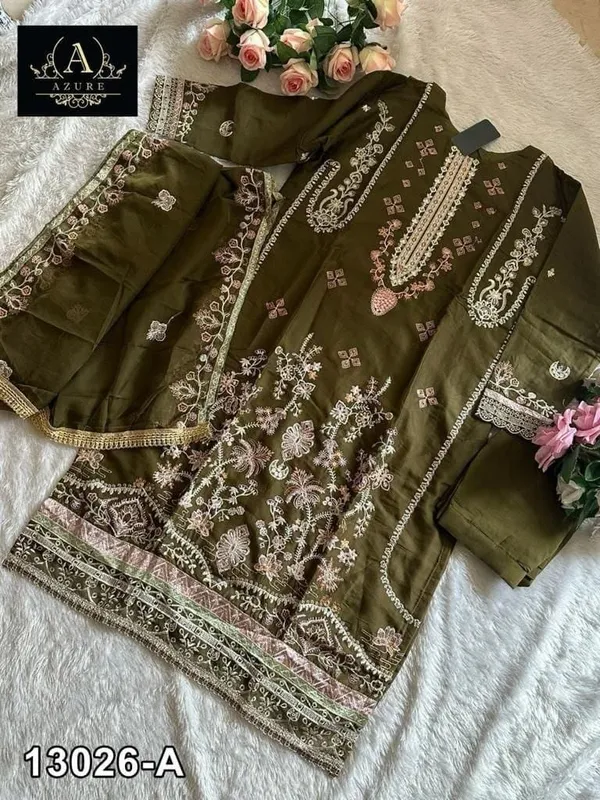 Olive_Green_Embroidered_Three_Piece_Suit_Set_for_Women