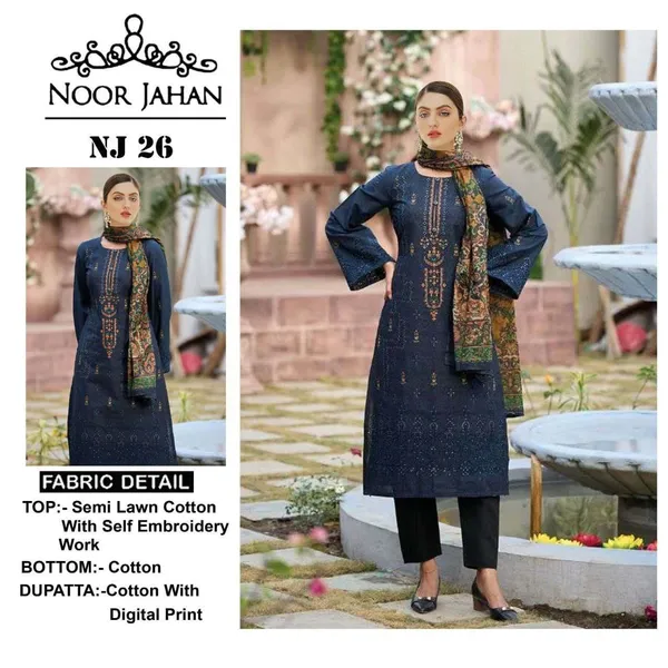 Navy_Blue_Cotton_Embroidered_Suit_Set_For_Women