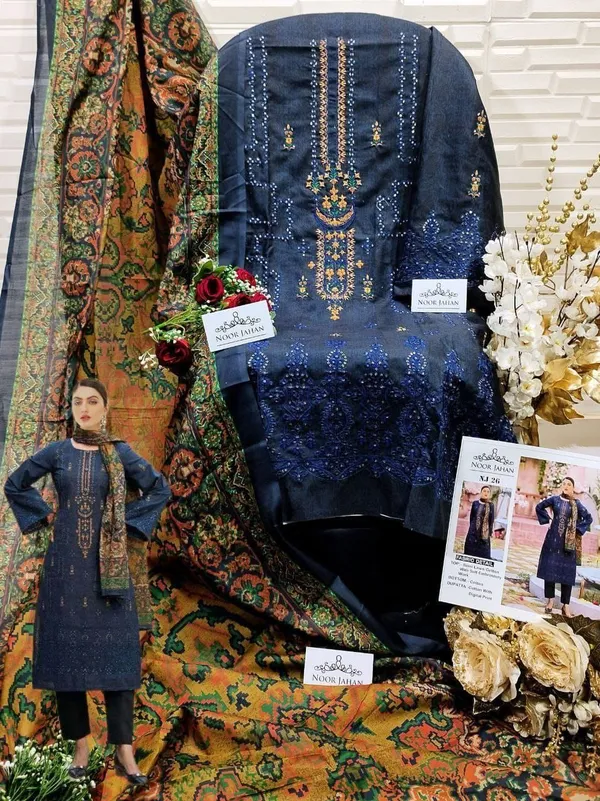 Navy_Blue_Cotton_Embroidered_Suit_Set_For_Women