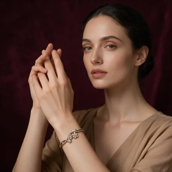 Upasana_Silver_Floral_Stone_Bracelet_For_Women