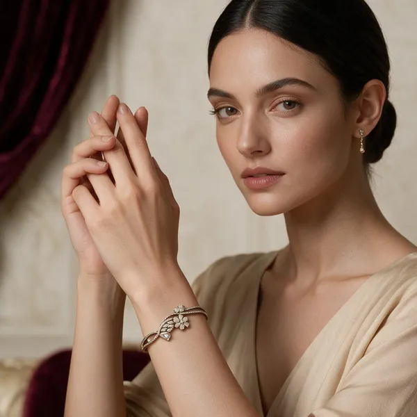 Upasana_Silver_Floral_Stone_Bracelet_For_Women
