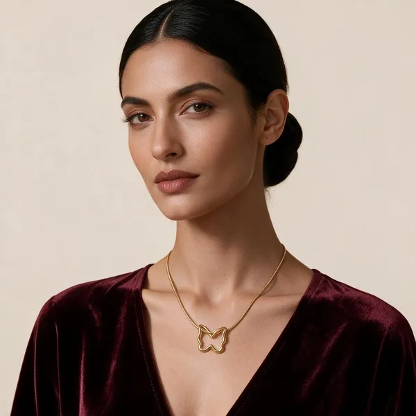 Siya_Gold_Tone_Butterfly_Pendant_Necklace_For_Women