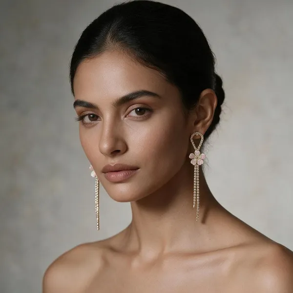 Bharati_Gold_Tone_Floral_Rhinestone_Long_Drop_Earrings