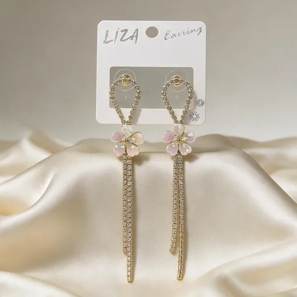 Bharati_Gold_Tone_Floral_Rhinestone_Long_Drop_Earrings