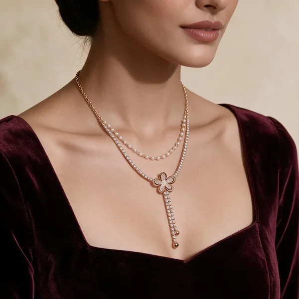 Alisha_Silver_Tone_Layered_Floral_Necklace_For_Women