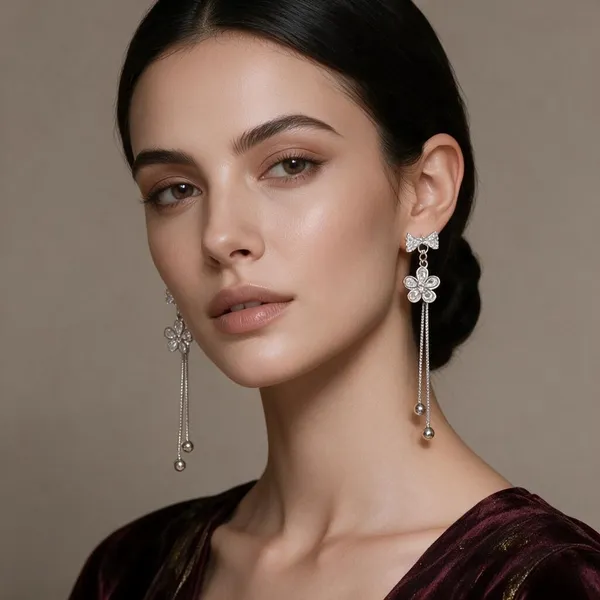 Vandana_Silver_Tone_Floral_Drop_Earrings_For_Women