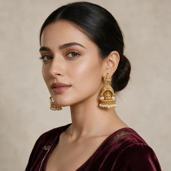 Yukti_Gold-Tone_Temple_Jhumka_Earrings_For_Women