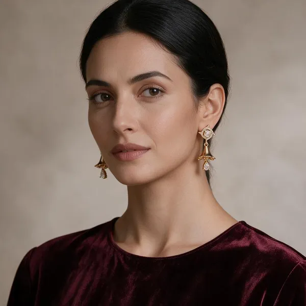 Leela_Gold_Tone_Floral_Dangle_Earrings_For_Women