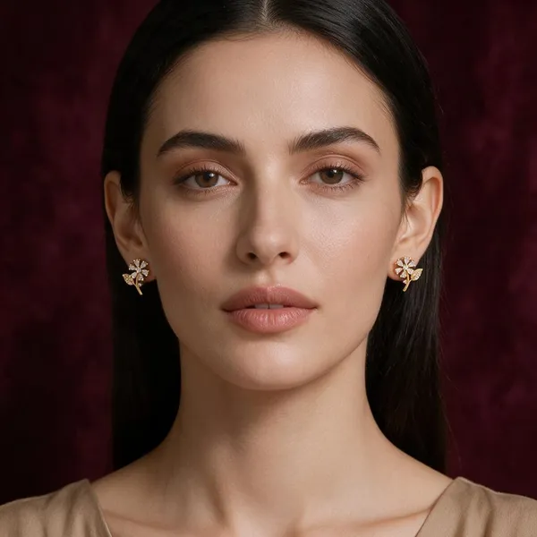 Darshana_Gold_Tone_Floral_Cz_Stud_Earrings_For_Women
