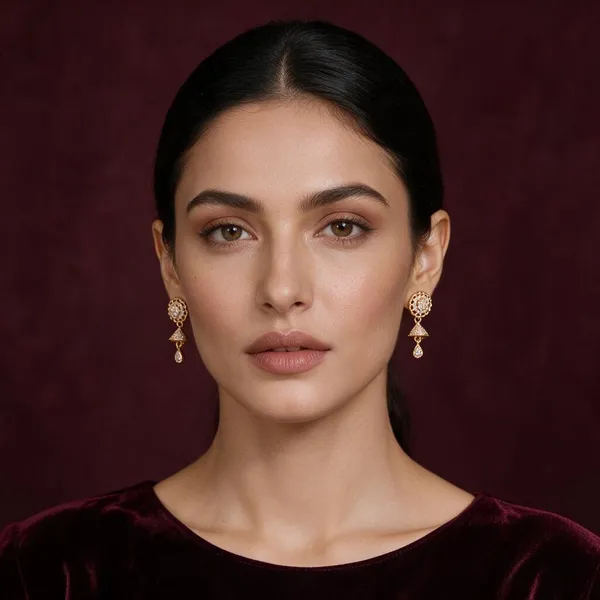 Pallavi_Gold_Tone_Floral_Drop_Earrings_For_Women