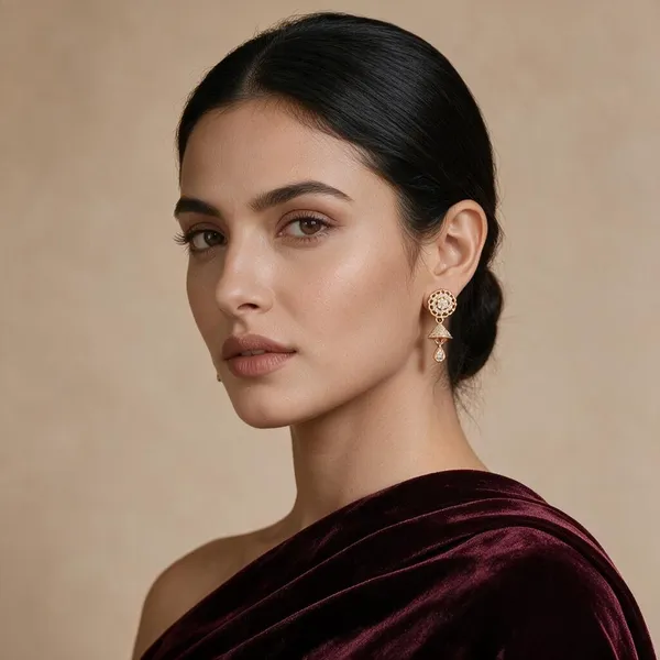 Pallavi_Gold_Tone_Floral_Drop_Earrings_For_Women