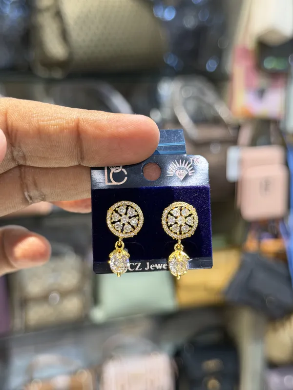 Kashish_Gold-Tone_Crystal_Floral_Drop_Earrings_for_Women