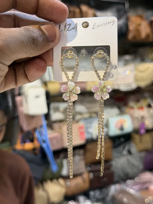 Bharati_Gold_Tone_Floral_Rhinestone_Long_Drop_Earrings