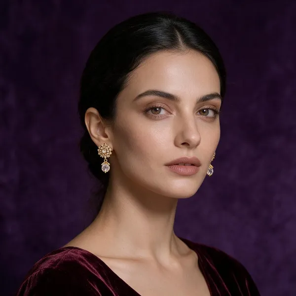 Jaya_Gold-Tone_Cz_Drop_Earrings_For_Women