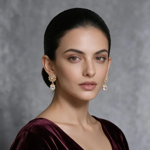 Jaya_Gold-Tone_Cz_Drop_Earrings_For_Women