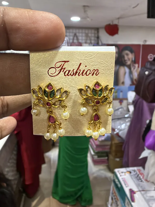 Madhuri_Gold_Tone_Lotus_Pearl_Drop_Earrings_for_Women