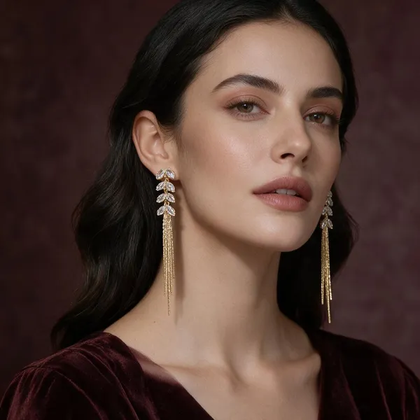 Gayatri_Gold_Tone_Leaf_Tassel_Drop_Earrings_For_Women