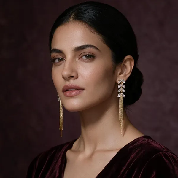 Gayatri_Gold_Tone_Leaf_Tassel_Drop_Earrings_For_Women