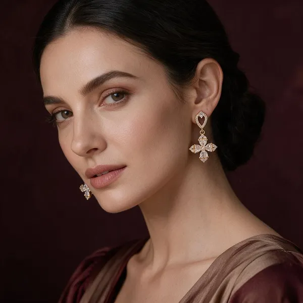 Bipasha_Gold-Tone_Floral_Drop_Earrings_For_Women