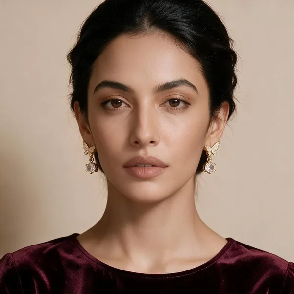 Raveena_Gold_Tone_Butterfly_Drop_Earrings_For_Women