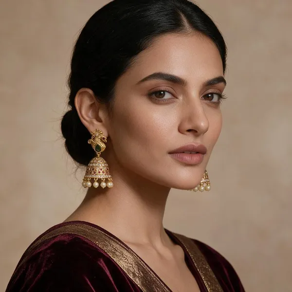 Purnima_Gold_Tone_Embellished_Jhumka_Earrings_For_Women