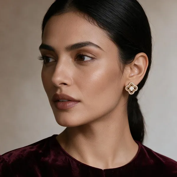 Tiya_Gold_Tone_Floral_Stud_Earrings_For_Women