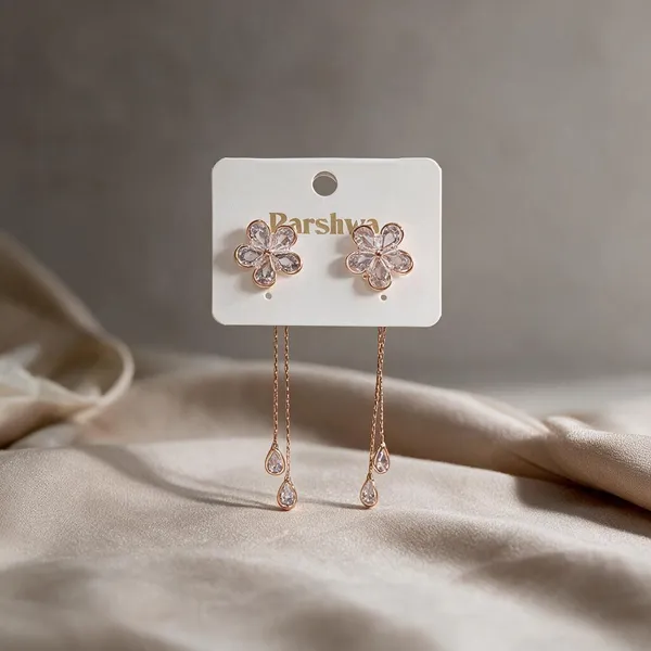 Samaira_Rose_Gold_Floral_Chain_Drop_Earrings_For_Women