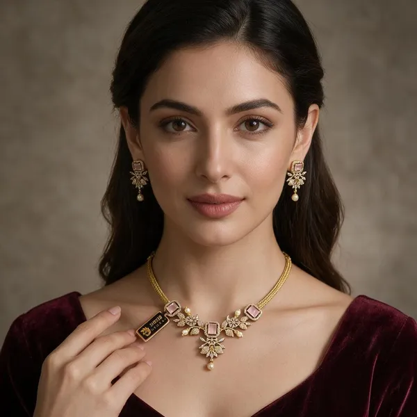 Yogita_Gold_Tone_Floral_Necklace_And_Earrings_Set_For_Women