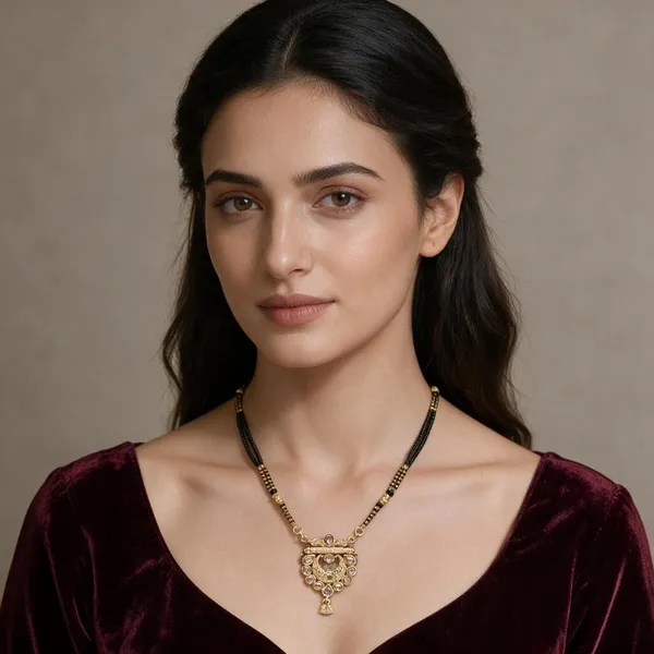Ahana_Black_Beaded_Gold_Tone_Mangalsutra_Necklace_For_Women