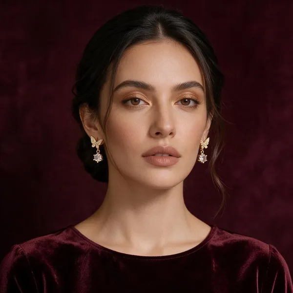 Raveena_Gold_Tone_Butterfly_Drop_Earrings_For_Women