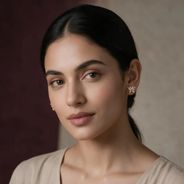 Rachana_Gold-Tone_Floral_Stud_Earrings_For_Women