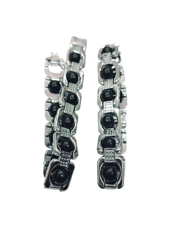 Silver_Coated_Bracelet_With_Metal_Belt_For_Men_And_Women_Natural_8mm_Bead_Bracelet_Handmade_Adjustable_Unisex_Wrist_Bracelet_For_Meditation_Yoga_And_Everyday_Wear
