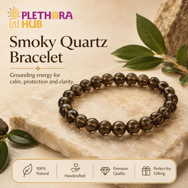 Plethora_Hub_Certified_Natural_Smoky_Quartz_Crystal_Bracelet_8mm_For_Unisex_Brown_Gemstone_Bead_Meditation_Reiki_Spiritual_Jewelry_For_Everyday_Wear_Men_Women