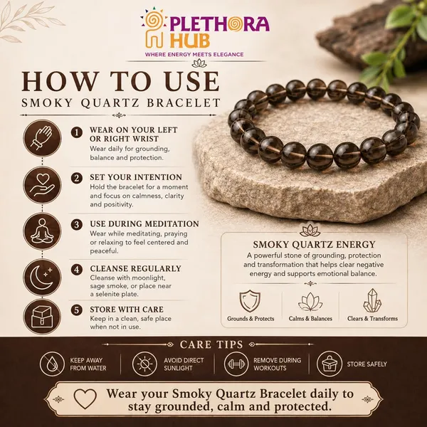 Plethora_Hub_Certified_Natural_Smoky_Quartz_Crystal_Bracelet_8mm_For_Unisex_Brown_Gemstone_Bead_Meditation_Reiki_Spiritual_Jewelry_For_Everyday_Wear_Men_Women