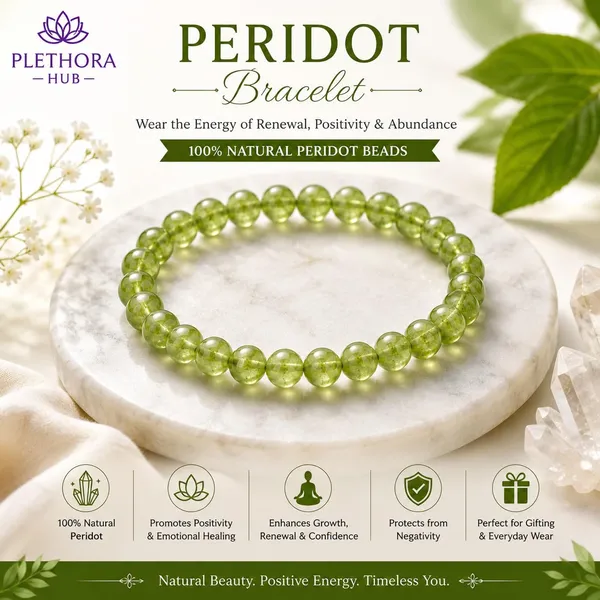 Plethora_Hub_Certified_Natural_Peridot_Crystal_Bracelet_8mm_For_Unisex_Green_Gemstone_Bead_Meditation_Reiki_Spiritual_Jewelry_For_Everyday_Wear_Men_Women