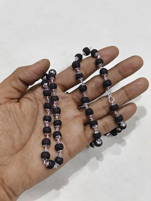 Plethora_Hub_Certified_Natural_Karungali_Ebony_Wood_Mala_Necklace_8mm_Beads_Silver_Cap_Spiritual_Jewelry_Unisex_Black_Wood_Mala_For_Meditation_Pooja_Protection