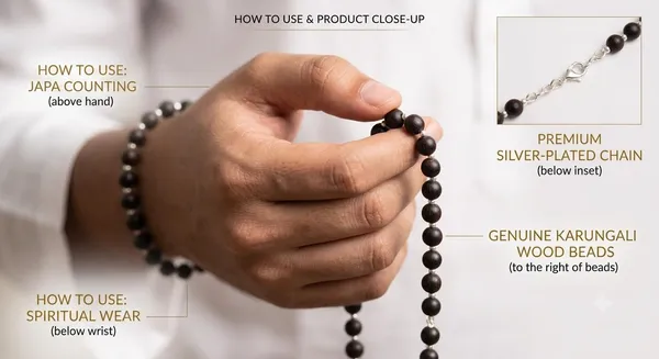 Plethora_Hub_Certified_Natural_Karungali_Ebony_Wood_Mala_Necklace_8mm_Beads_Silver_Cap_Spiritual_Jewelry_Unisex_Black_Wood_Mala_For_Meditation_Pooja_Protection