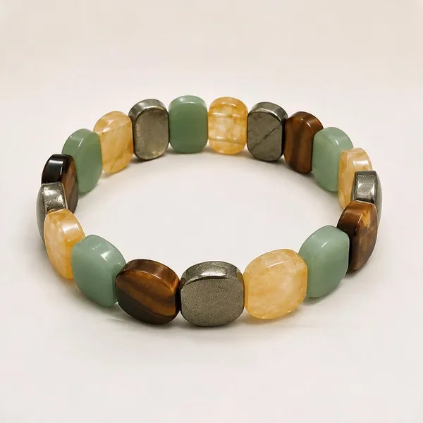 Plethora_Hub_Natural_Multi_Gemstone_14mm_Oval_Shape_Smooth_Cut_Beads_Bracelet_For_Unisex_Crystal_Stone_Stretch_Meditation_Reiki_Spiritual_Jewelry_For_Everyday_Wear_Men_Women