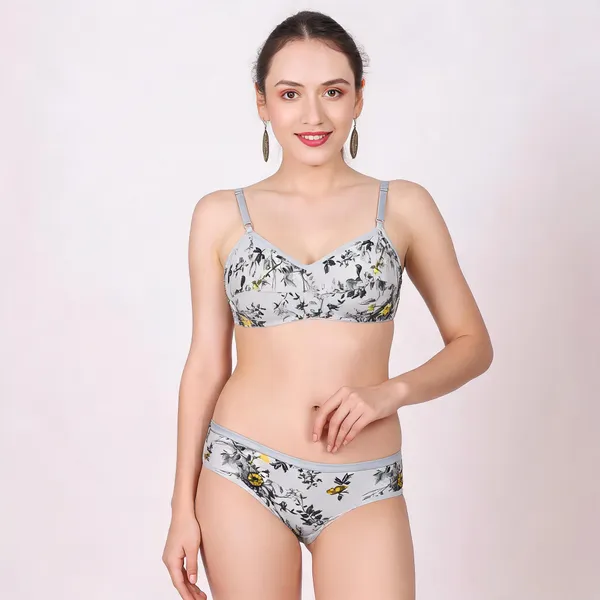 Grey_Cotton_Floral_Print_Lingerie_Set_For_Women