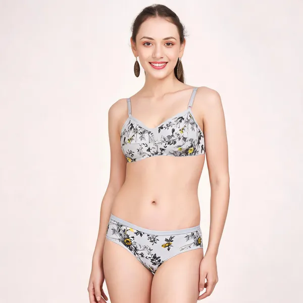 Grey_Cotton_Floral_Print_Lingerie_Set_For_Women