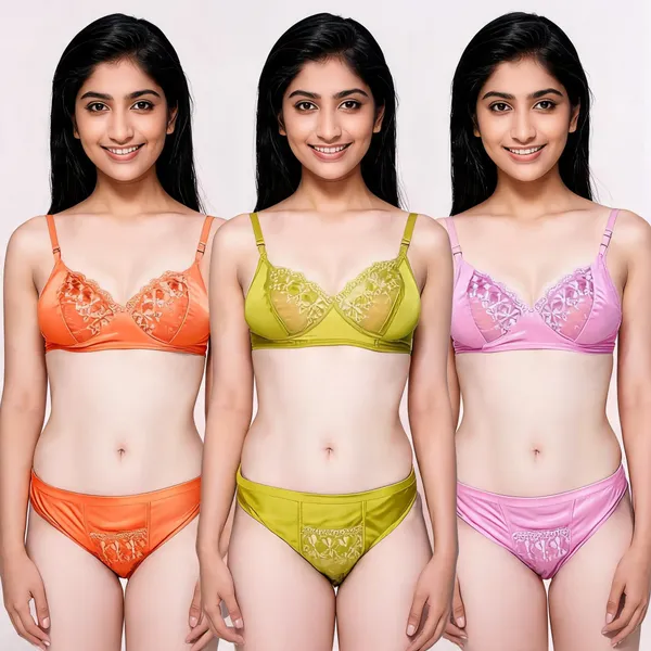 Multicolor_Cotton_Lace_Trim_Lingerie_Set_For_Women_Pack_Of_3