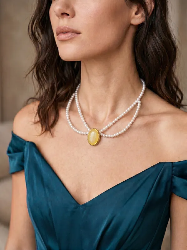 Yellow_Gemstone_Pearl_Necklace
