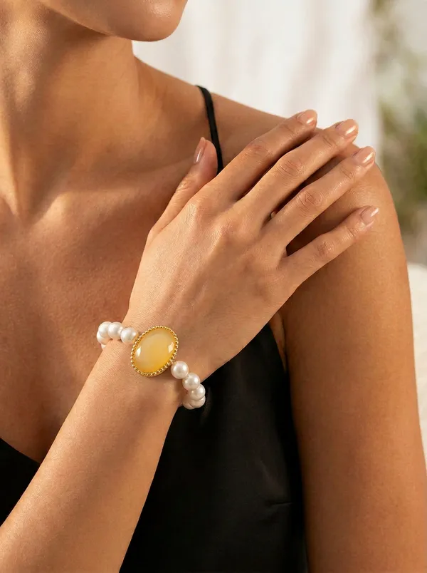 Yellow_Gemstone_Pearl_Bracelet