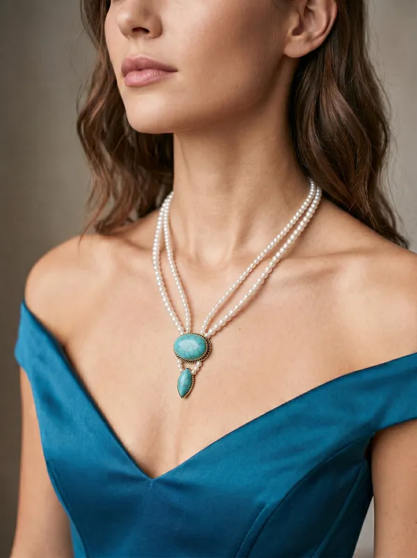 Turquoise_Double_Strand_Pearl_Set_With_Bracelet