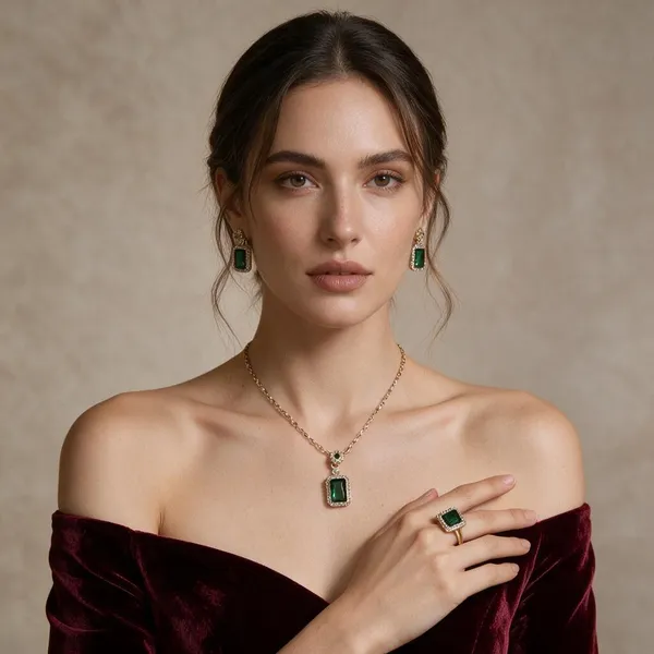 Gold-Plated_Stainless_Steel_Green_Stone_Necklace_Earring_Ring_Set_For_Women