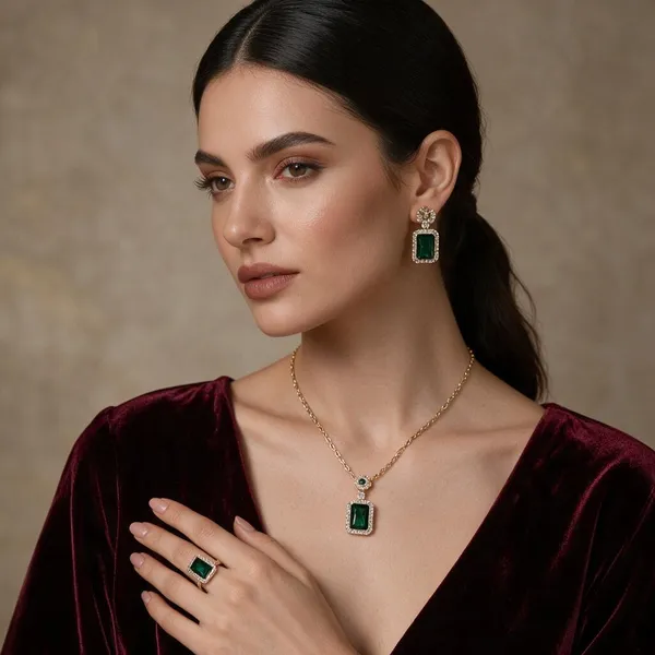 Gold-Plated_Stainless_Steel_Green_Stone_Jewellery_Set_For_Women